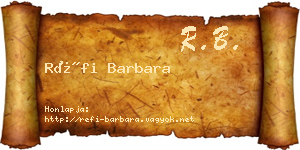 Réfi Barbara névjegykártya
